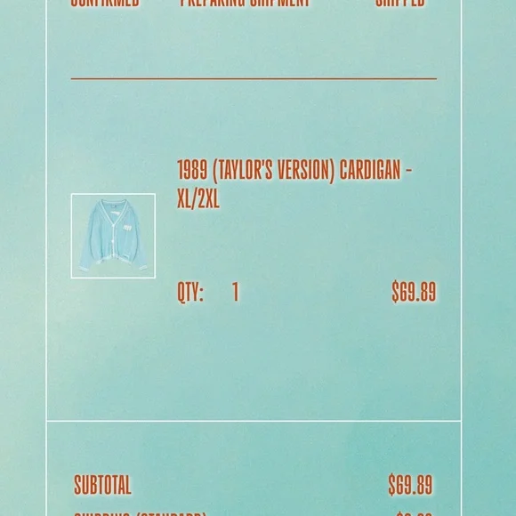 Taylor Swift 1989 Cardigan XL/2XL